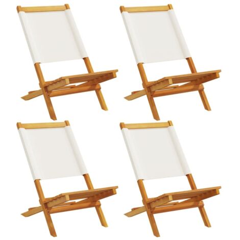vidaXL Sedie da Giardino Pieghevoli 4pz Bianco Crema Tessuto e Legno