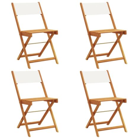vidaXL Sedie da Giardino Pieghevoli 4pz Bianco Crema Tessuto e Legno