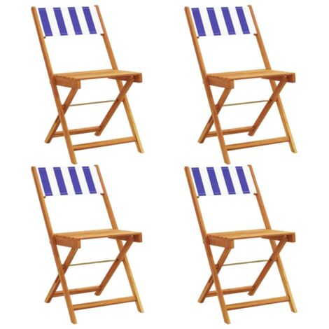 vidaXL Sedie da Giardino Pieghevoli 4pz Blu e Bianco Tessuto e Legno