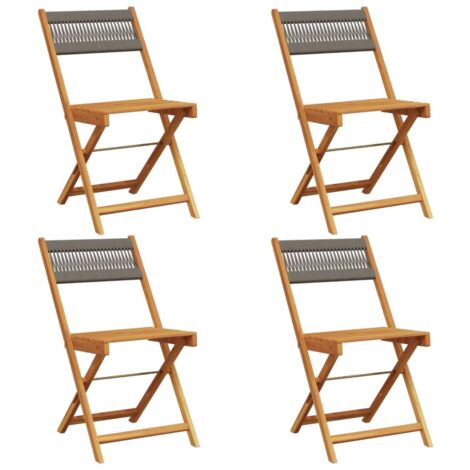 vidaXL Sedie da Giardino Pieghevoli 4pz Grigie Legno Massello Acacia
