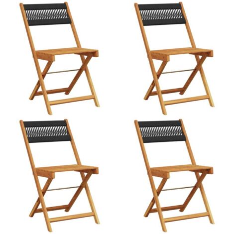 vidaXL Sedie da Giardino Pieghevoli 4pz Nere Legno Massello di Acacia