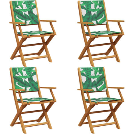 vidaXL Sedie da Giardino Pieghevoli 4pz Verde Tessuto e Legno Massello