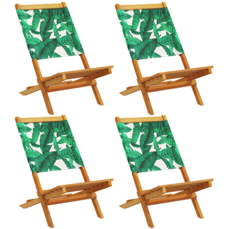 vidaXL Sedie da Giardino Pieghevoli 4pz Verde Tessuto e Legno Massello