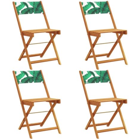 vidaXL Sedie da Giardino Pieghevoli 4pz Verde Tessuto e Legno Massello