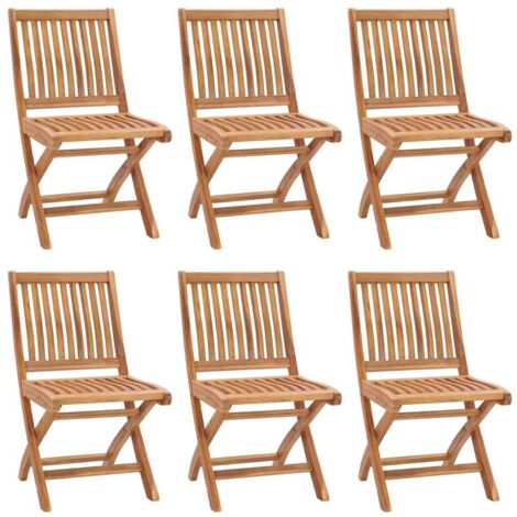 vidaXL Sedie da Giardino Pieghevoli 6 pz in Legno Massello di Teak