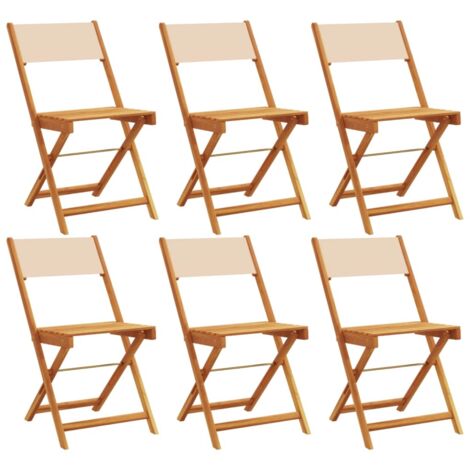 vidaXL Sedie da Giardino Pieghevoli 6pz Beige Tessuto e Legno Massello