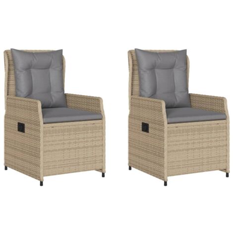 vidaXL Sedie da Giardino Reclinabili 2 pz Beige Polyrattan