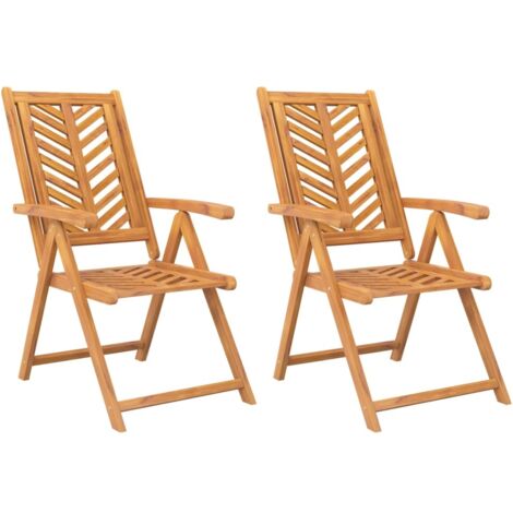 vidaXL Sedie da Giardino Reclinabili 2 pz Legno Massello di Acacia