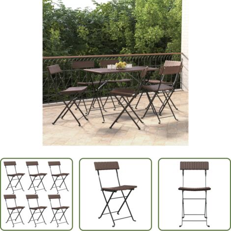vidaXL Sedie da giardino -  Sedie Pieghevoli da Bistrò 6 pz Marroni Polyrattan e Acciaio