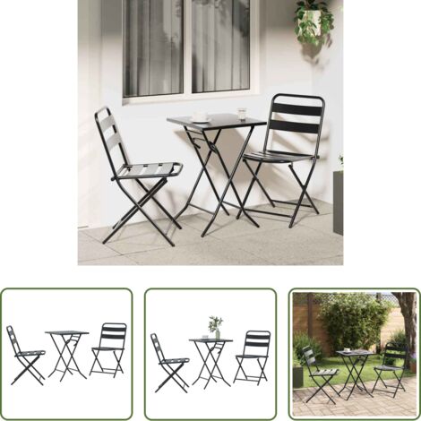 vidaXL Sedie da giardino -  Set Bistro da Giardino 3 pcs Antracite Acciaio