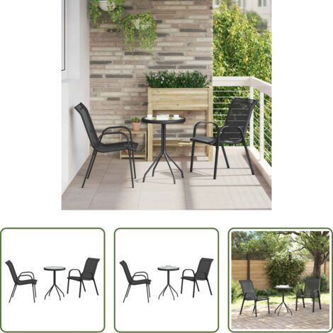 vidaXL Sedie da giardino -  Set Bistro da Giardino 3 pcs Nero Acciaio