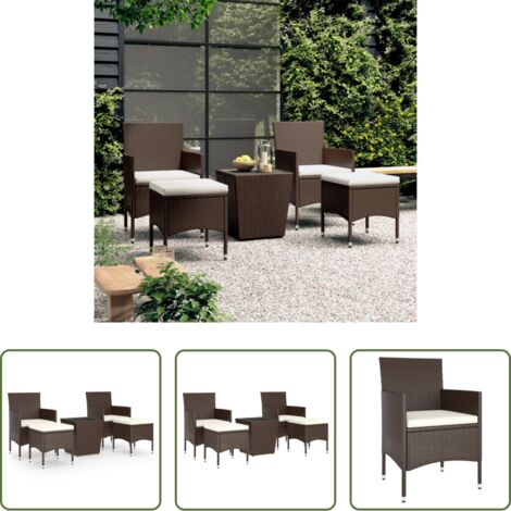 vidaXL Sedie da giardino -  Set Bistrot Giardino 5 pz Polyrattan e Vetro Temperato Marrone