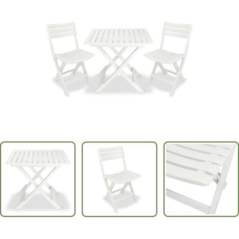 vidaXL Sedie da giardino -  Set da Bistrot 3 pz in Plastica Bianco