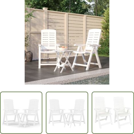 vidaXL Sedie da giardino -  Set da Pranzo da Giardino 3 pz Bianco in Polipropilene