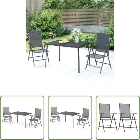 vidaXL Sedie da giardino -  Set da Pranzo da Giardino 3 pz in Acciaio Antracite