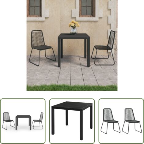 vidaXL Sedie da giardino -  Set da Pranzo da Giardino 3 pz in Rattan PVC Nero