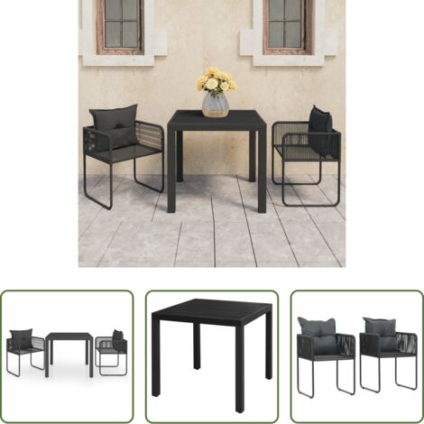 vidaXL Sedie da giardino -  Set da Pranzo da Giardino 3 pz in Rattan PVC Nero
