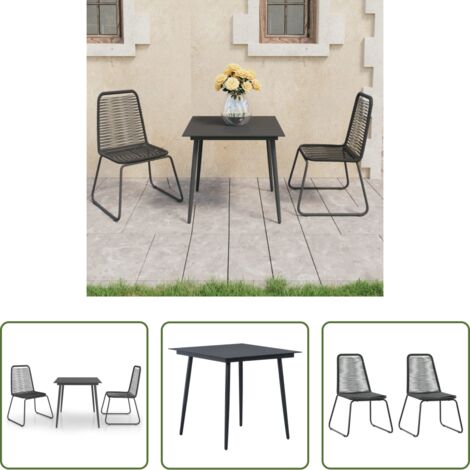 vidaXL Sedie da giardino -  Set da Pranzo da Giardino 3 pz in Rattan PVC Nero
