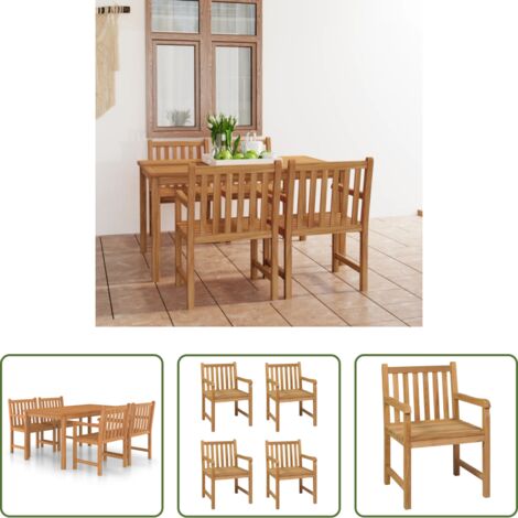 vidaXL Sedie da giardino -  Set da pranzo da giardino 5 pz 150x90 cm in legno massello di teak