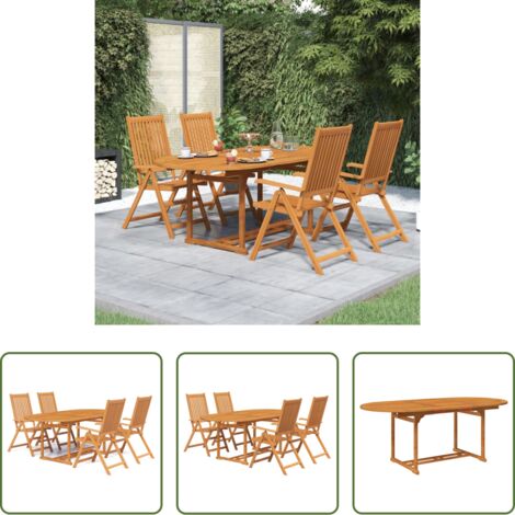 vidaXL Sedie da giardino -  Set da Pranzo da Giardino 5 pz in Legno Massello di Acacia 150-200 cm