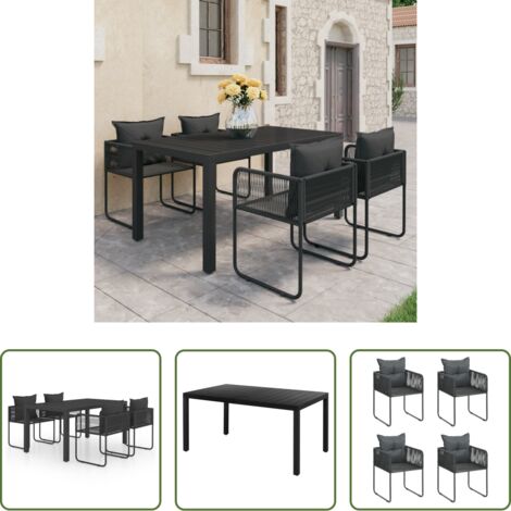 vidaXL Sedie da giardino -  Set da Pranzo da Giardino 5 pz in Rattan PVC Nero