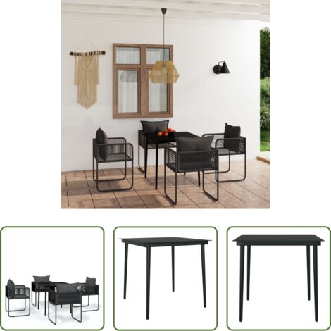 vidaXL Sedie da giardino -  Set da Pranzo da Giardino 5 pz Nero