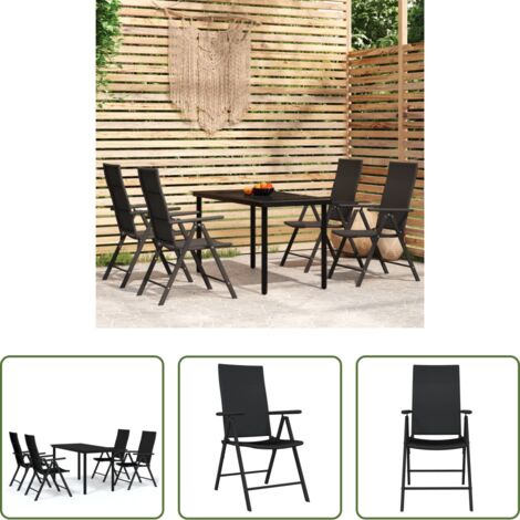 vidaXL Sedie da giardino -  Set da Pranzo da Giardino 5 pz Nero