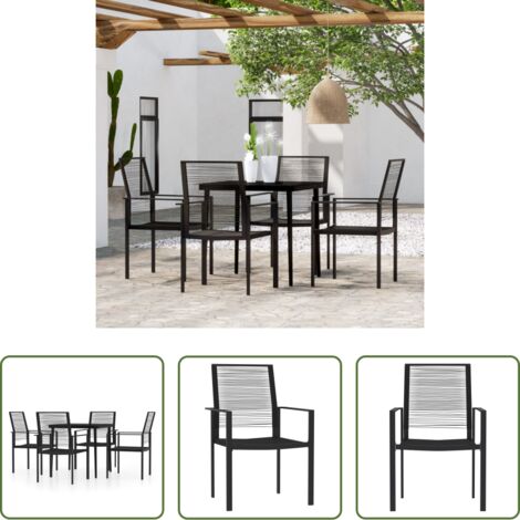 vidaXL Sedie da giardino -  Set da Pranzo da Giardino 5 pz Nero