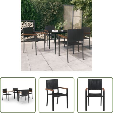 vidaXL Sedie da giardino -  Set da Pranzo da Giardino 5 pz Nero