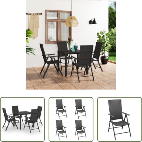 vidaXL Sedie da giardino -  Set da Pranzo da Giardino 5 pz Nero