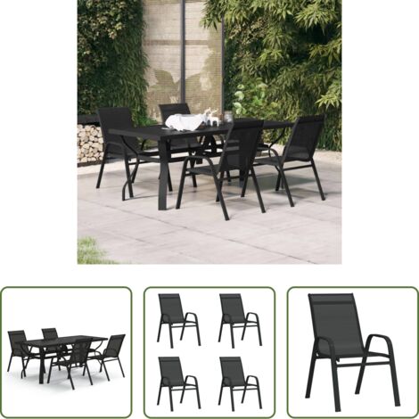 vidaXL Sedie da giardino -  Set da Pranzo da Giardino 5 pz Nero