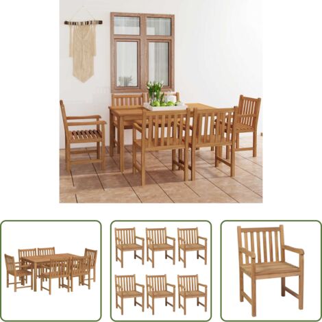 vidaXL Sedie da giardino -  Set da pranzo da giardino 7 pz 150x90 cm in legno massello di teak