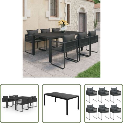 vidaXL Sedie da giardino -  Set da Pranzo da Giardino 7 pz in Rattan PVC Nero
