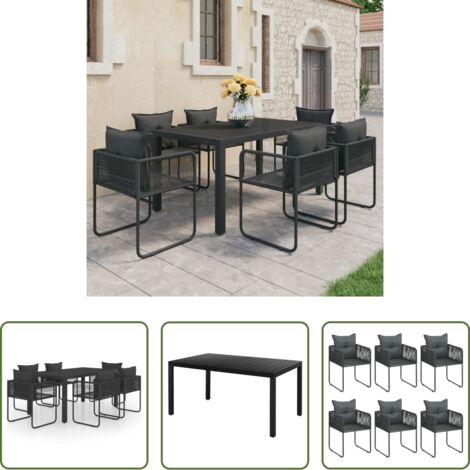 vidaXL Sedie da giardino -  Set da Pranzo da Giardino 7 pz in Rattan PVC Nero