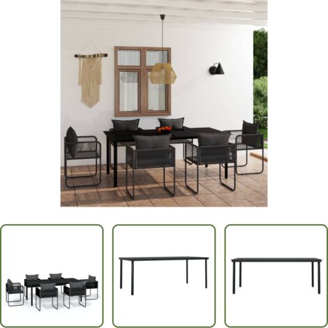 vidaXL Sedie da giardino -  Set da Pranzo da Giardino 7 pz Nero