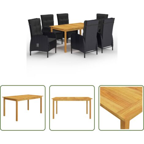 vidaXL Sedie da giardino -  Set da Pranzo da Giardino 7 pz Nero