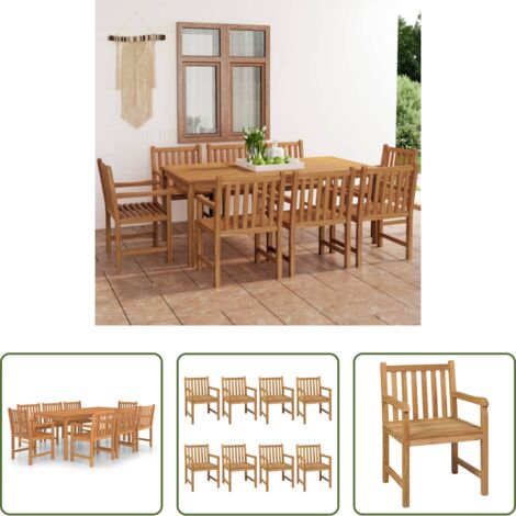 vidaXL Sedie da giardino -  Set da pranzo da giardino 9 pz 200x100 cm in legno massello di teak