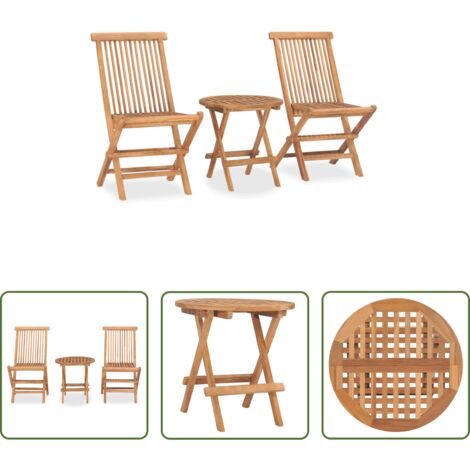 vidaXL Sedie da giardino -  Set da Pranzo da Giardino Pieghevole 3 pz in Massello di Teak