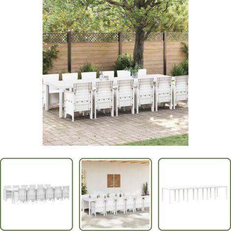 vidaXL Sedie da giardino -  Set da Pranzo per Giardino 13 pcs Bianco Rattan Polt