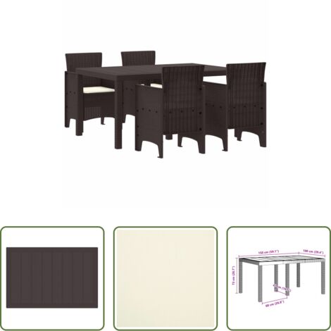 vidaXL Sedie da giardino - Set da Pranzo per Giardino 5 pcs Marrone Rattan Polt