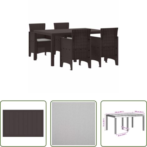 vidaXL Sedie da giardino - Set da Pranzo per Giardino 5 pcs Marrone Rattan Polt