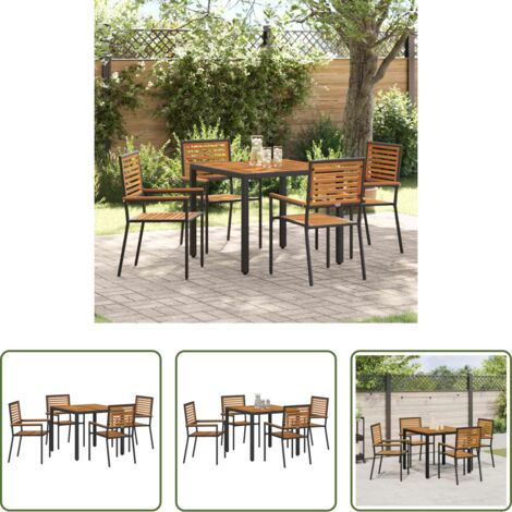 vidaXL Sedie da giardino -  Set da Pranzo per Giardino 5 pcs Nero e Marrone polyrattan