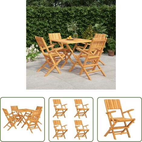 vidaXL Sedie da giardino -  Set da Pranzo per Giardino 5 pz in Legno Massello di Teak