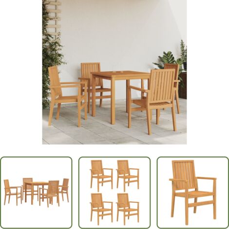 vidaXL Sedie da giardino -  Set da Pranzo per Giardino 5 pz in Legno Massello di Teak