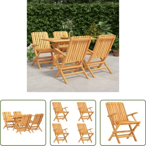 vidaXL Sedie da giardino -  Set da Pranzo per Giardino 5 pz in Legno Massello di Teak