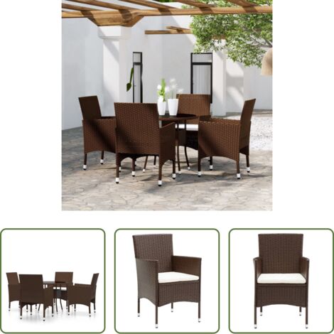vidaXL Sedie da giardino -  Set da Pranzo per Giardino 5 pz in Polyrattan Marrone