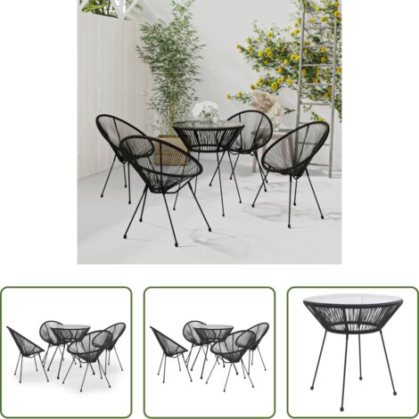 vidaXL Sedie da giardino -  Set da Pranzo per Giardino 5 pz Nero