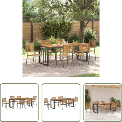 vidaXL Sedie da giardino -  Set da Pranzo per Giardino 7 pcs Grigio e Marrone polyrattan