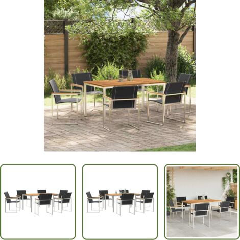 vidaXL Sedie da giardino -  Set da Pranzo per Giardino 7 pcs Legno di Acacia Massello