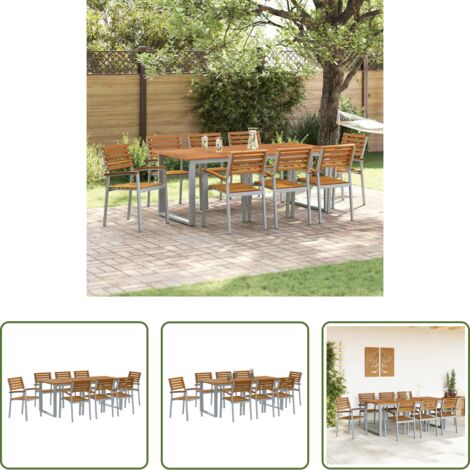 vidaXL Sedie da giardino -  Set da Pranzo per Giardino 9 pcs Grigio